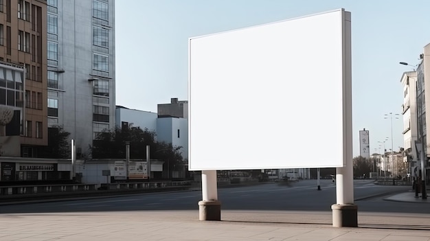 Generatieve AI Realistisch groot reclamebord op straat, leeg voor presentatiereclame