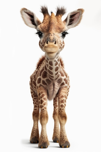 Generatieve AI schattige giraffe geïsoleerd op een witte achtergrond