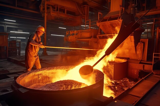 Generatieve AI Steelmaker bij ingots gieten Elektrische vlamboogoven winkel EAF Metallurgy