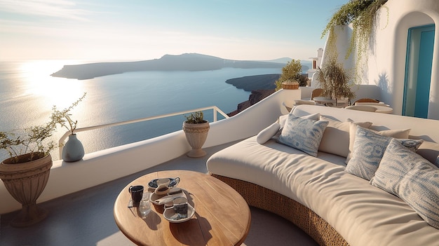 Generatieve ai van een luxe appartement met terras in Santorini