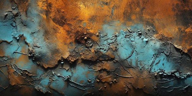 Generatieve AI Verroeste blauwe en turquoise metalen achtergrond Grunge oude muur textuur