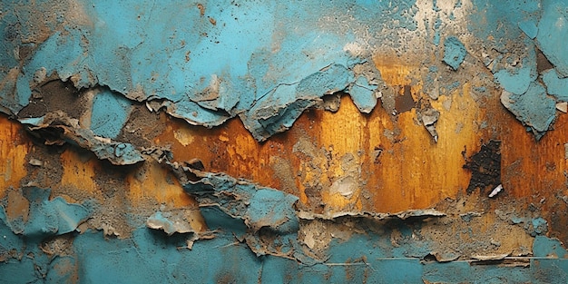 Generatieve AI Verroeste blauwe en turquoise metalen achtergrond Grunge oude muur textuur