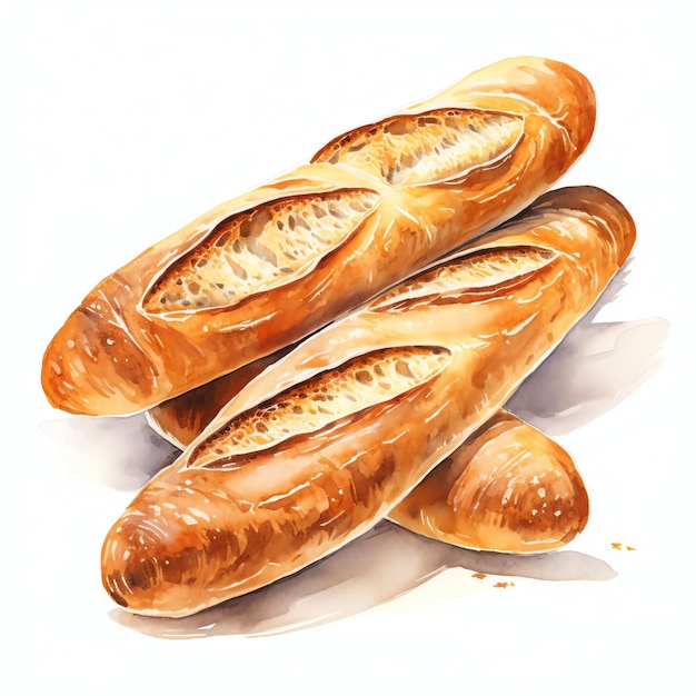 Generatieve AI Vers gebakken stokbrood op witte achtergrond Traditionele Franse culinaire verrukking