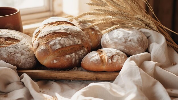 Generatieve AI versgebakken brood of bakkerij bij de thuiskeuken ecologisch natuurlijk gebak