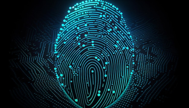 Generatieve AI-vingerafdrukscan biometrische authenticatie cyberbeveiliging en vingerafdrukwachtwoord