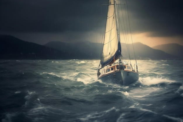 Generatieve AI voor Stormy Sea Sailboat