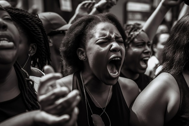 Generatieve ai-vrouwen protesteren schreeuwend