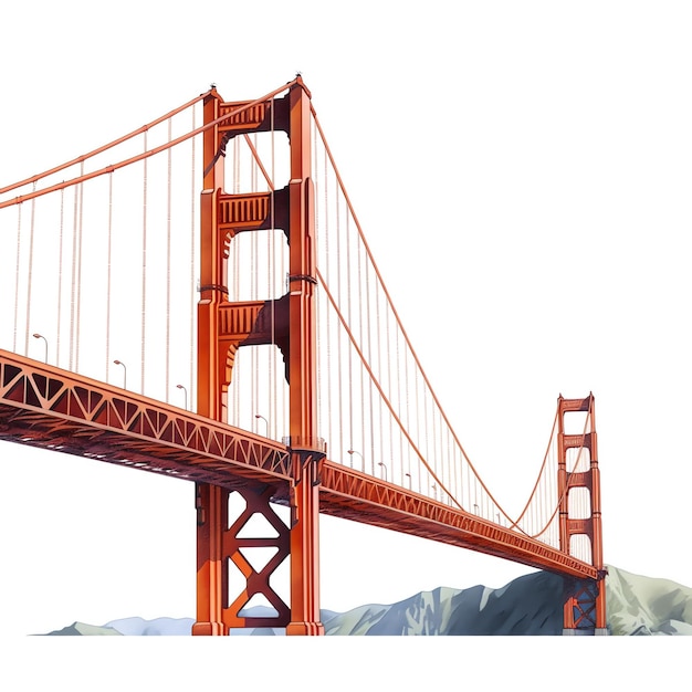 Generatieve AI Waterverf Golden Gate Bridge San Francisco Californië Stadsgezicht Illustratie