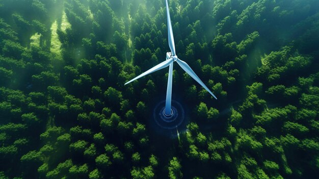 Generatieve AI-windturbines in een groen boerderijlandschap Milieuvriendelijke energie