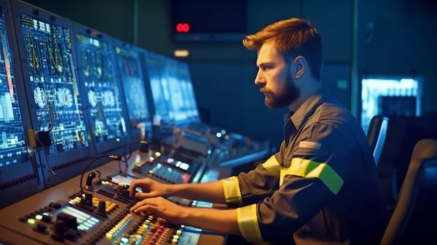 Generatieve AI wordt gebruikt door een industriële werknemer in de controlekamer