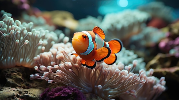 Generatieve illustratie van een Clownfish Amphiprioninae in een aquarium tank