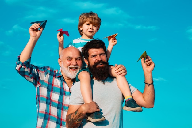 Generation concept happy men loving family happy family male multi generation portrait dad and son