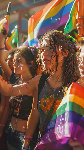 Photo generation z activism rainbow flags and water guns protest at fred meyer