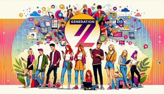Generation z a diverse group standing together