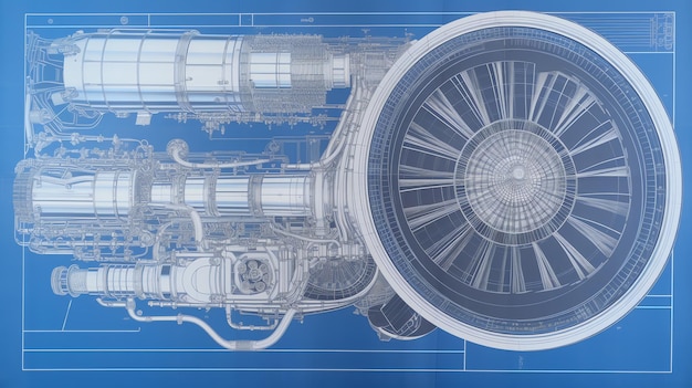 Photo generative ai 3d printed jet engine scale model high bypass aircraft turbofan plastic replica