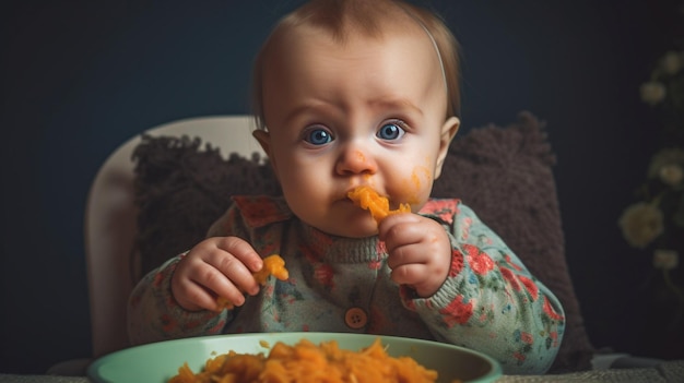 Фото Генеративный ии ребенка ест