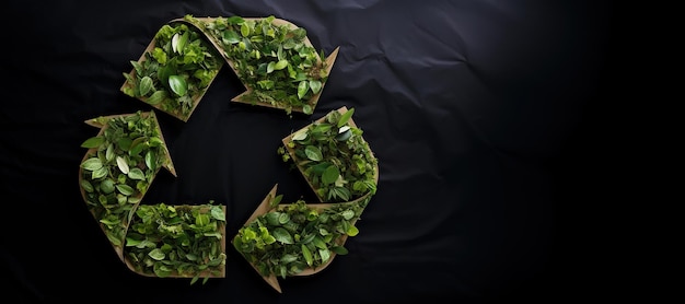 Фото Генеративный ии зелёный знак рециркуляции из дерева и концепция повторного использования нулевых отходов