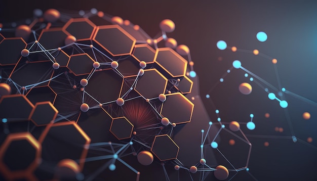 Generative AI of abstract technology background with hexagons Network concept