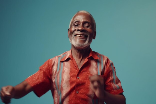 Generative ai adorable cute old black man dancing isolated