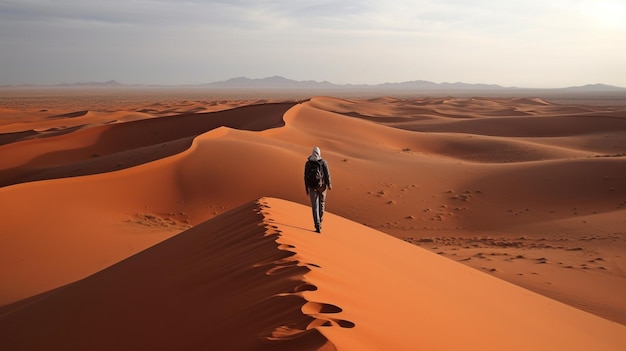 Generative AI allows a man to scale the tallest dune in the Moroccan desert