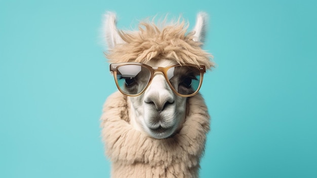 Generative ai alpacadorable a stylish alpaca sporting sunglasses