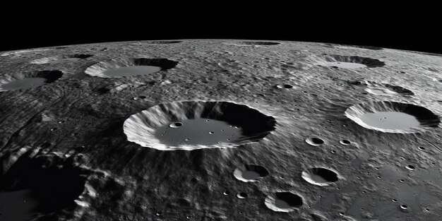 Photo generative ai another alien planet surface relief moon crater space background