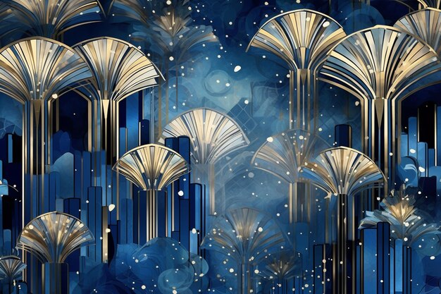 Generative ai Art Deco Christmas abstract background