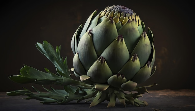 Generative AI Artichoke macro photorealistic illustration agricultural vegetable