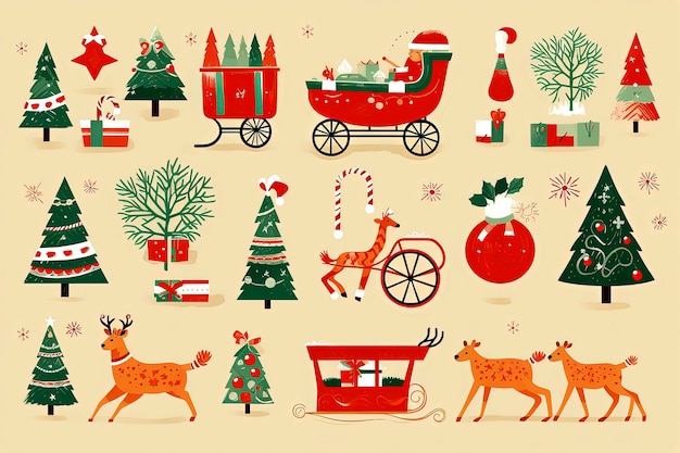 Generative AI background illustration with typical Christmas motifs in winter colored backgroundsMinimalist style illustrationChristmas daysDigital art