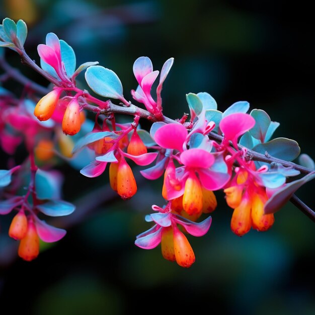 Photo generative ai barberry flower neon color illustration photo