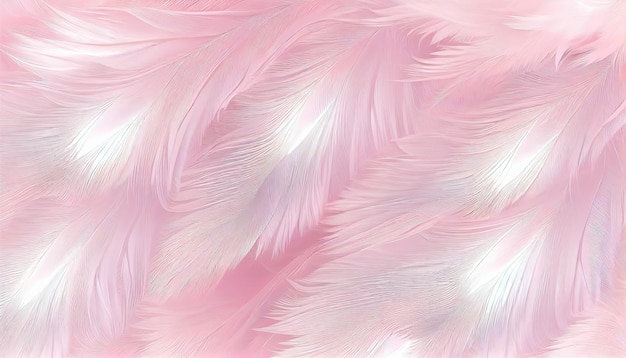 Generative AI Beautiful light pink closeup feathers photorealistic background Small fluffy pink