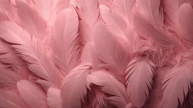 Generative AI Beautiful light pink closeup feathers photorealistic background Small pink feathers