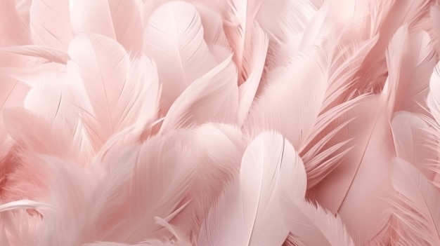 Generative AI Beautiful light pink closeup feathers photorealistic background