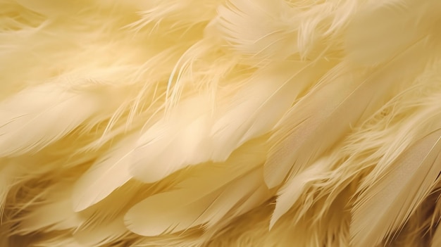 Generative AI Beautiful light yellow closeup feathers photorealistic background