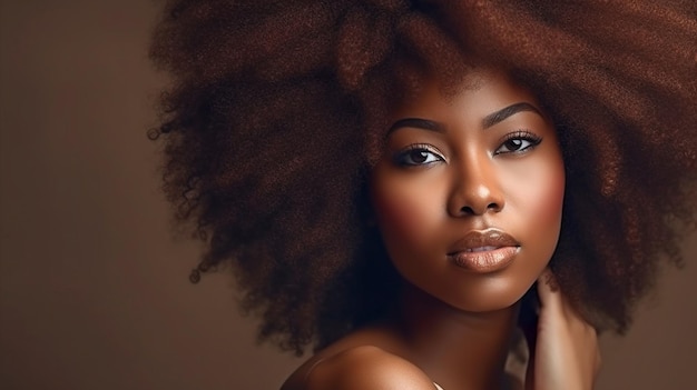 Generative AI beauty image of an African American girl with afro hair