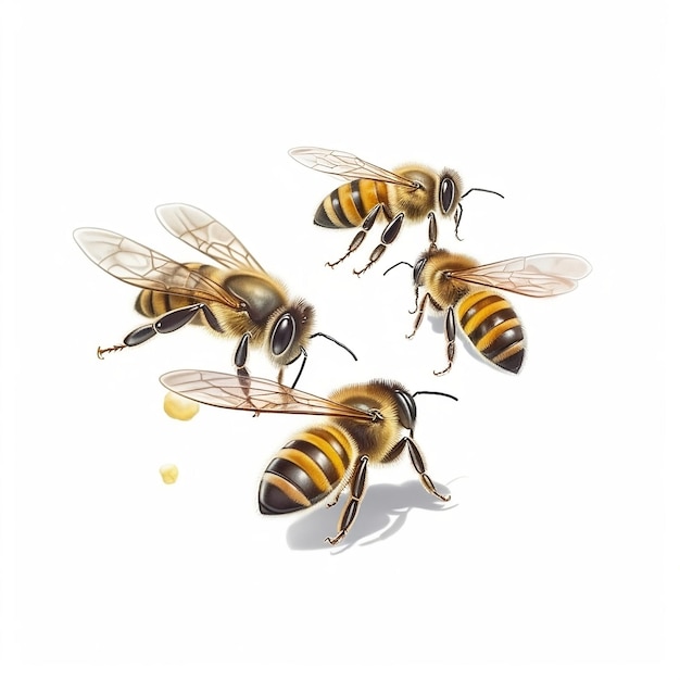 Generative Ai bee ダイナミックなポートレートポーズの美しく光沢のある Yellow Bee