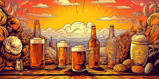 Foto il concetto generativo di produzione di birra con ia