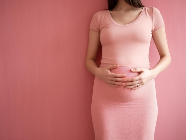 Генеративный ИИ живот беременной женщины и пара розовых носков