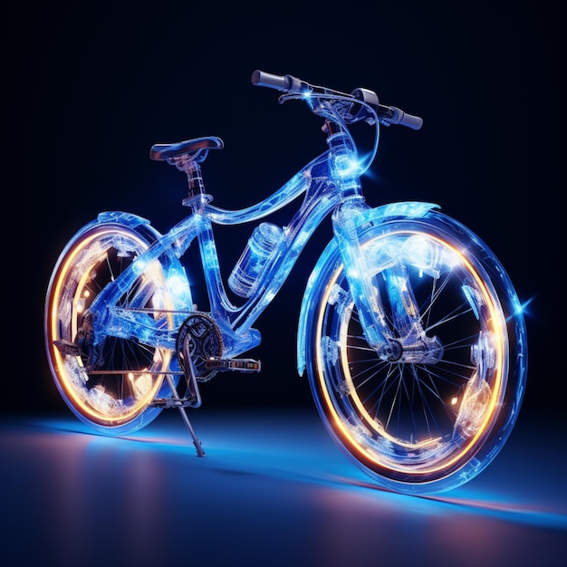 Generative AI A bicycle made of transparent glass photo