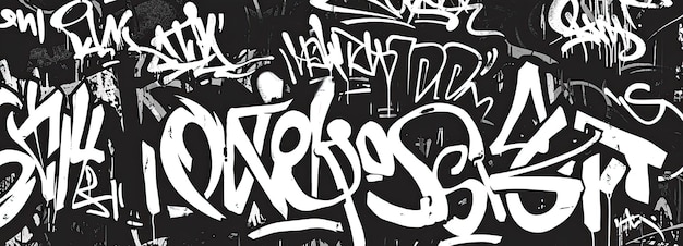 Ai generativa font in bianco e nero lettere a penna a pennello come simboli di graffiti sulla parete arte di strada paintxa fusa
