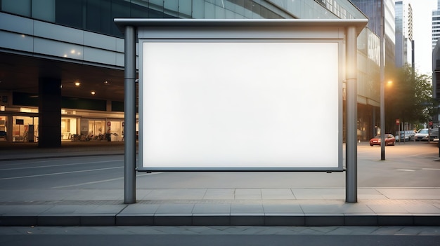 생성 AI 빈 배너 광고주가 버스 정류소에 광고 카피 샘플을 배치하기 위한 것입니다.