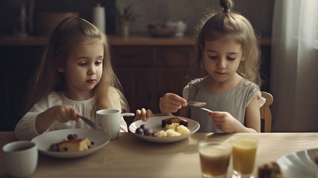 Photo generative ai and bonding at breakfast