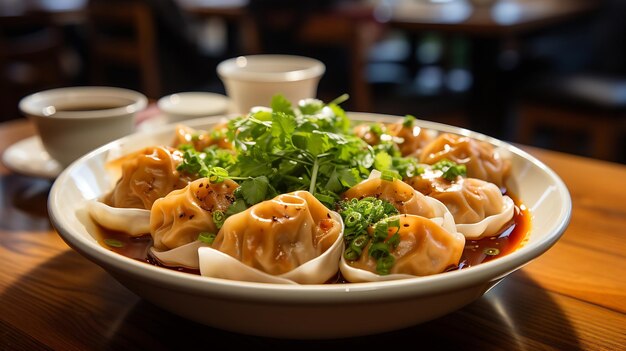 Generative AI bowl of dumplings on the winter solstice festival