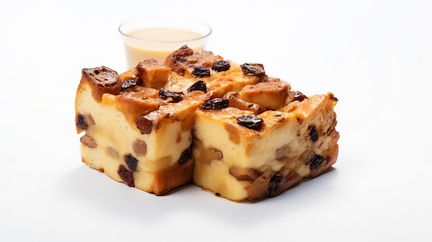 Generative AI Bread pudding on isolated white background