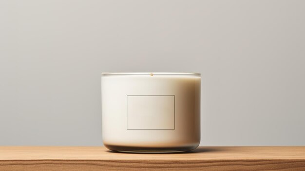 Photo generative ai candle with label mockup aesthetic minimalistic composition blank textile comfort spa relax and wellness conceptx9xa