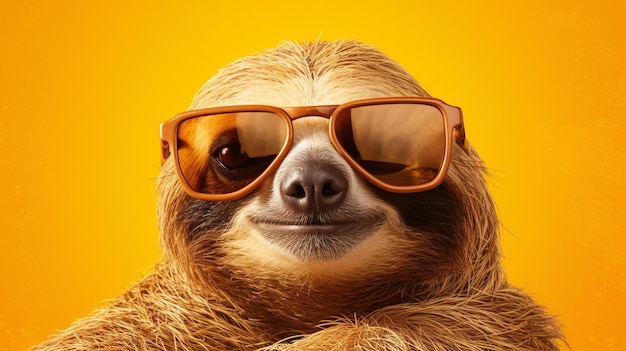 Photo generative ai chillin' sloth sunglasses and pastel vibes