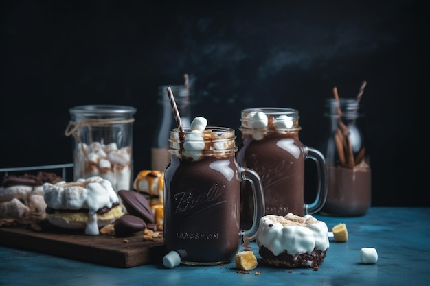 Generative ai Chocolate and donuts extreme milkshake with marshmallow