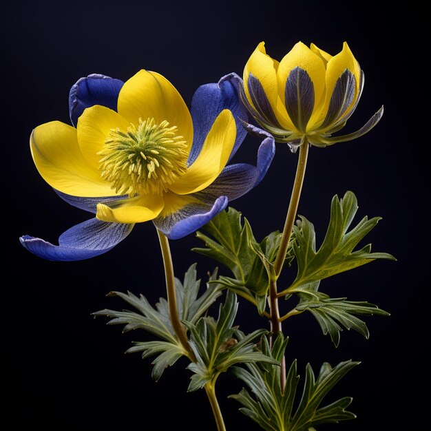 Generative AI Christmas aconite Flower Realistic illustration photo