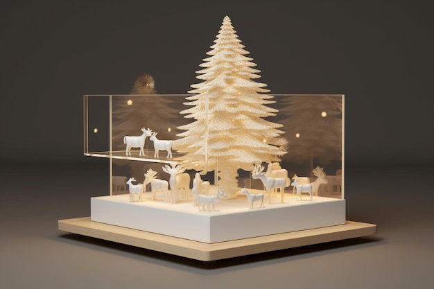 クリスマスに装飾された製品展示のポディウム