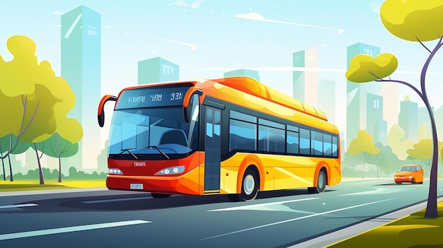 Generative AI City bus color big bus illustration